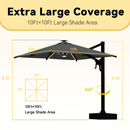 EROMMY 10 X 10 Outdoor Weather-resistant Umbrella with LED - Gray-Erommy